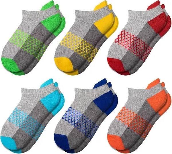 Comfoex Boys' 6 Pairs Half Cushioned Low Cut Ankle Socks