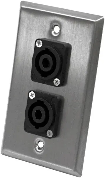 Seismic Audio Stainless Steel Wall Plate Dual 4 Pole Speakon Connectors