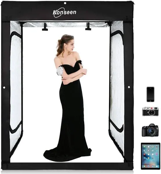 Professional Photo Light Box Photography Studio Dimmable LED Large Shooting Tent Cube 47x39x78inch Video Continuous Lighting Lightbox Soft Box with 3 Colors PVC Backdrops and Carrying Bag