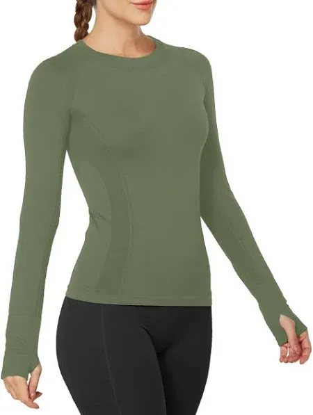 MathCat Workout Shirts for Women Long Sleeve, Workout Tops for Women, Quick Dry Gym Athletic Tops，Seamless Yoga Shirts