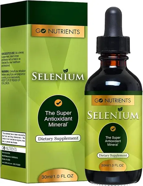 Go Nutrients Selenium 200 mcg Supplement, Yeast-Free Liquid Drops, Selenium Drops, Herbal Supplements with Trace Mineral Selenium and Purified Water