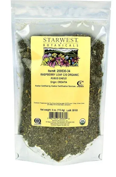 Starwest Botanicals Organic Raspberry Leaf Tea [1 Pound Bag] Loose Cut & Sifted Raspberry Leaves in Bulk