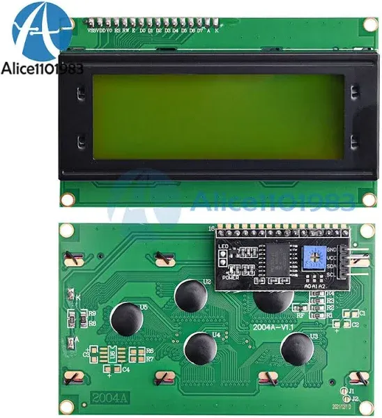 HiLetgo HD44780 2004 LCD 20x4 2004A Character LCD Screen Display Module Blue Backlight with IIC/I2C Serial InterfaceAdapter