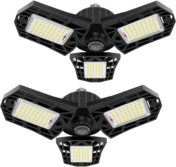 GHUSTAR 2-Pack LED Garage Light 60W- 6000LM-6500K Multi-Position Panels-BNIB