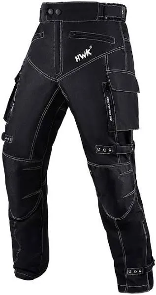 HWK Motorcycle Pants for Men &amp; Women w/Cordura Textile Fabric, 40W x 30L - Black