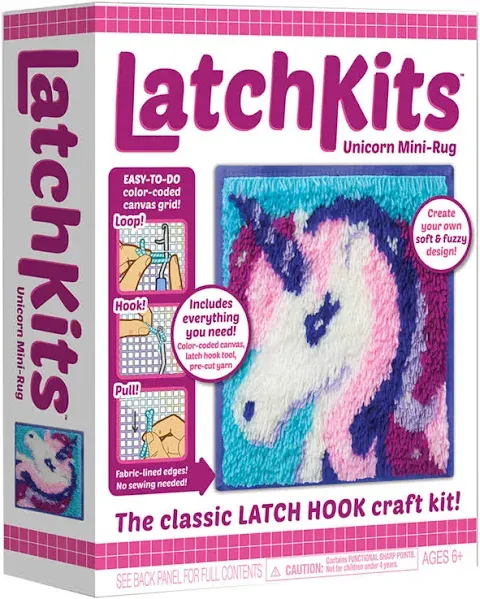 New! KAHOOTZ Latch Kits Unicorn Mini-Rug Craft Kit Age 6+