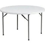 Emma + Oliver 4-Foot Round Granite White Plastic Folding Table - Banquet/Event Folding Table