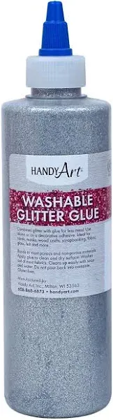 Handy Art Washable Glitter Glue 8 ounce, Silver