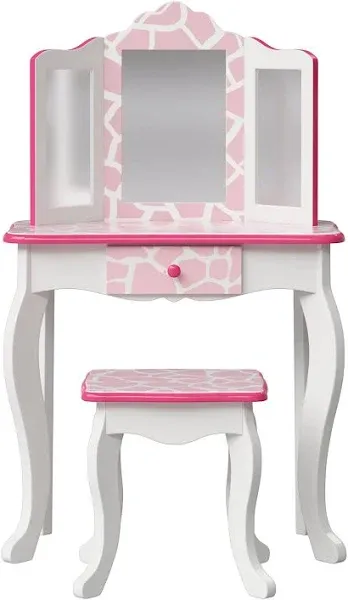 Fantasy Fields Fashion Giraffe Prints Gisele Play Vanity Set in Pink/White