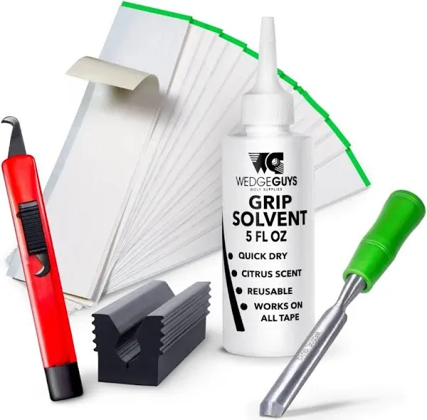 Wedge Guys Golf Grip Kits for Regripping Golf Clubs - Professional Quality - Options Include Hook Blade, 15 or 30 Grip Tape Strips, 5 or 8 oz Grip Solvent & Rubber Vise Clamp