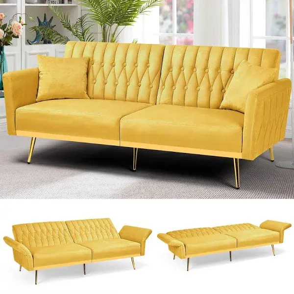 Acmease 70 Velvet Futon Sofa Bed