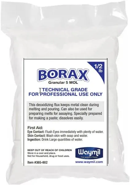 Borax Flux 1/2 Pound Melting Gold Silver Crucible Glaze Jewelry Casting 8Oz