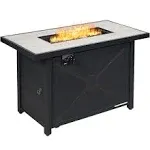 Costway 60,000 BTU Outdoor Rectangle Gas Fire Table w/ Ceramic - See Details - Black