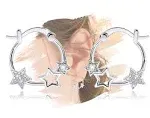 KITEENAL Star Hoop Earrings for Girls - Sterling Silver Stars Earrings for Women Hypoallergenic Cubic Zirconia Star Shaped Huggie Hoop Earrings for