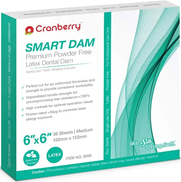 Cranberry Smart Dam Latex Spearmint Scented 5x5 Green