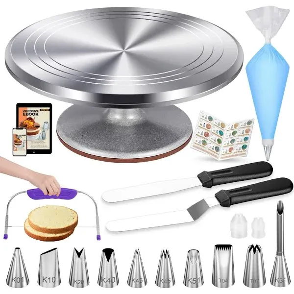 Kootek 51 Pcs Cake Decorating Kit with 12&#034; Aluminum Alloy Rotating Cake... 