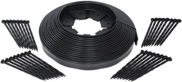 No-Dig Edging Kit 50 ft x 1.7 in Commercial Grade Flexible Durable Plastic Black