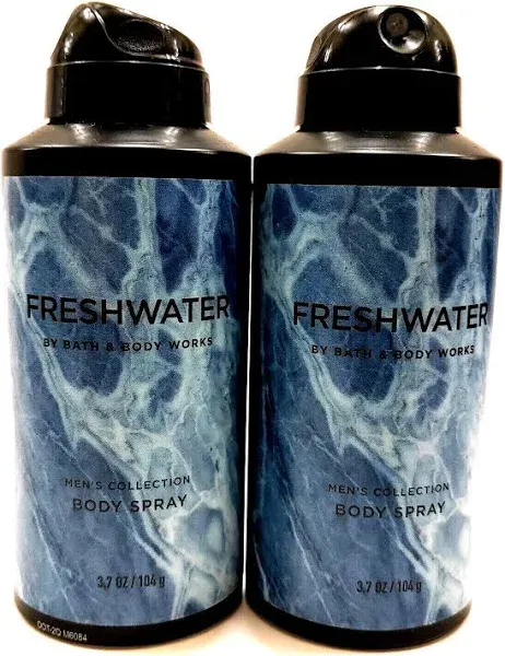 Bath and Body Works Men's Collection Freshwater Deodorizing Body Spray 3.7 Oz. 2 Set.