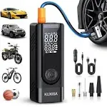 KUXISA Tire Inflator Portable Air Compressor - 150PSI Air Compressor with Tire Pressure Gauge, 25000mAh & 3X Faster Portable Air Pump for Cars, Bikes