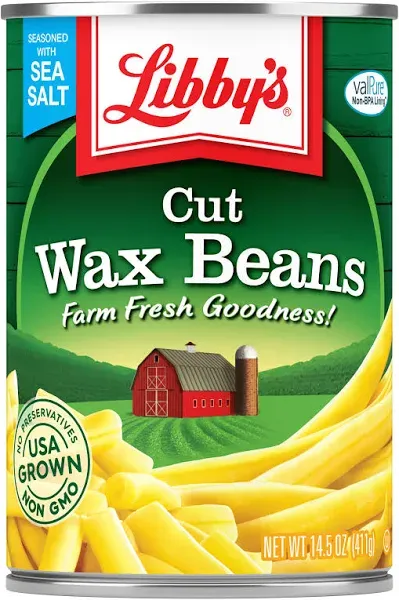 Libby's Cut Wax Beans | Delicious, Mild & Subtly Sweet | Crisp-Tender Bite | Pale Yellow Beans | Grown & Made in USA | 14.5 oz (Pack of 12)