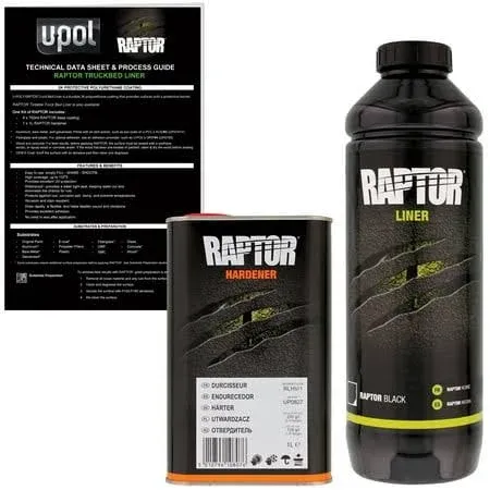 U-POL Raptor Black Urethane Spray-On Truck Bed Liner & Texture Coating, 1 Liter