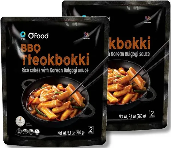 O'Food Original Tteokbokki, Gluten-Free Korean Rice Cakes, Authentic Spicy Korean Street Food Snack, Perfect with Cheese and Ramen Noodles, Ready to