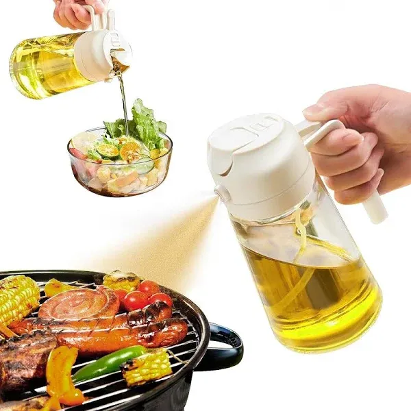 Oil Sprayer for Cooking, 2 in 1 Olive Oil Dispenser Bottle for Kitchen, 16Oz/470