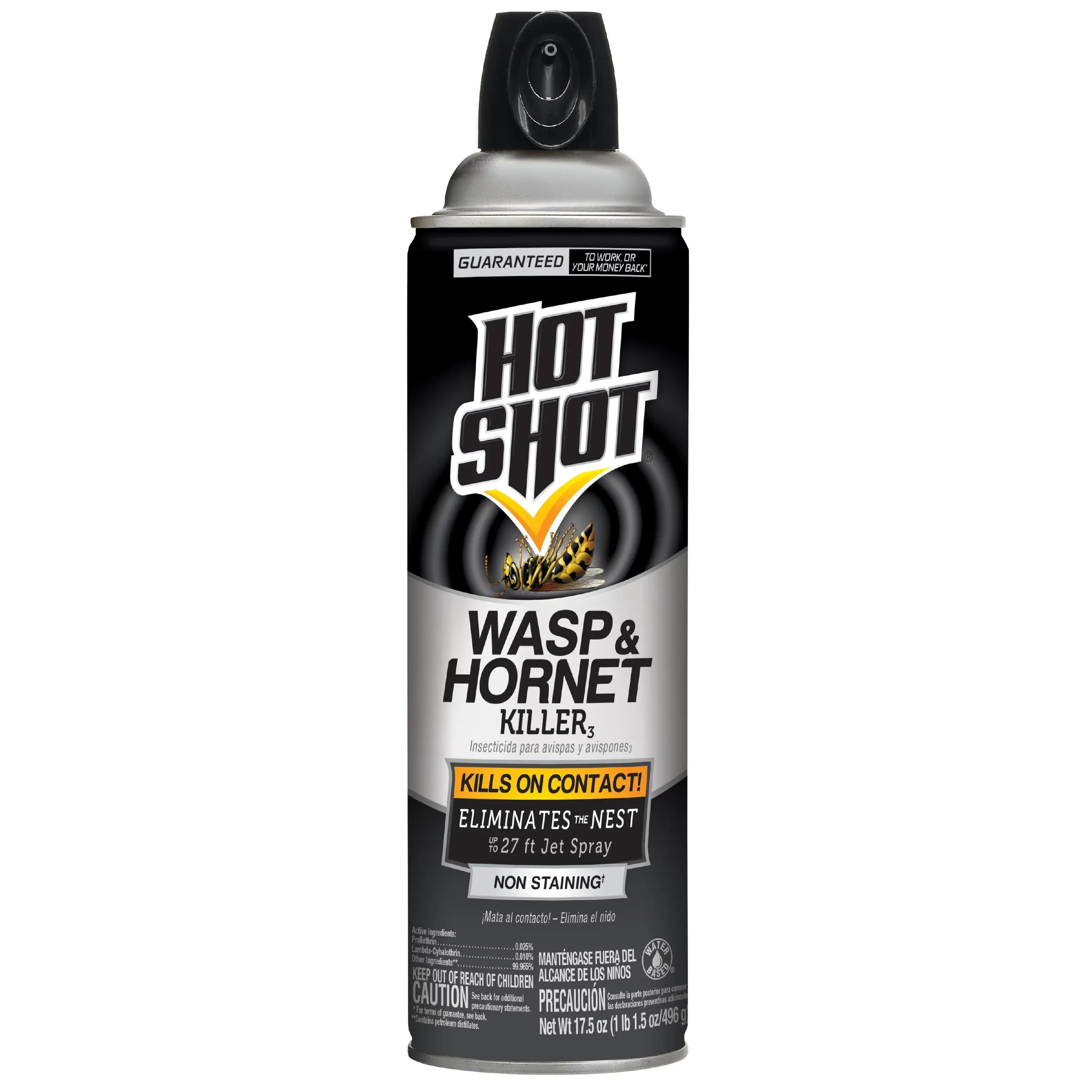 Hot Shot Wasp & Hornet Killer Spray for Insects, Eliminates the Nest, Sprays up to 27 ft, 17.5 fl oz