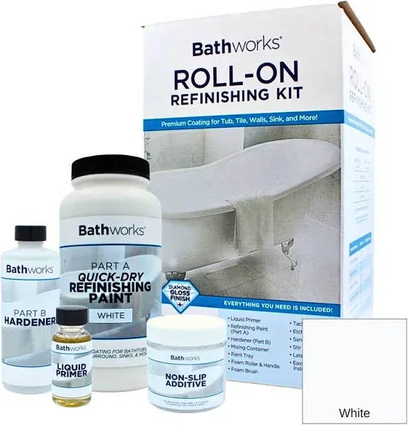 Bathworks Quick-Dry Roll-On Refinishing Kit with Non-Slip