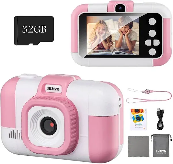 SUZIYO Kids Camera, Children Digital Selfie Video Camcorder 1080p Dual Lens 2.4 inch HD, Birthday Christmas Electronic Gifts Toys for Age 3-9 Years