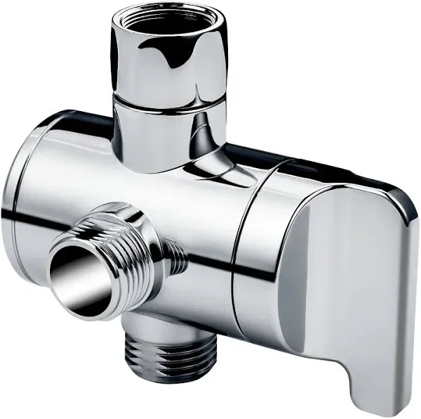 BRIGHT SHOWERS Shower Arm Diverter Valve for Hand held Showerhead and Fixed Spray Head, 3-Way Shower Head Diverter Valve, Chrome