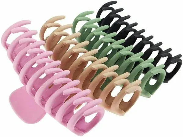 TOCESS 8 Pack Big Hair Claw Clips for Women Large Claw Clip for Thin Thick Curly Hair 90s Strong Hold 433 inch Nonslip Matte J