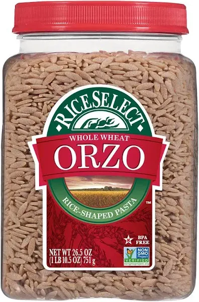 RiceSelect Whole Wheat Orzo Rice-Shaped Pasta, Non-GMO, Vegan, 1.66 Pound (Pack of 1)