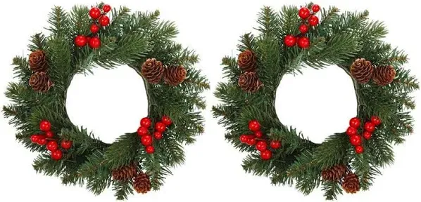 Haute Decor Adjustable Candle Ring Mini Wreath, 2 Pack (Classic Silver) - Christmas Candlerings for Various Sized Candles