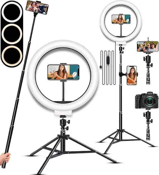 LED Selfie Ring Light with Stand, Circle Light for Makeup/Live Stream, Deskto...