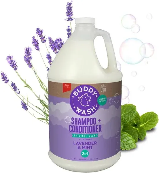 Buddy Wash 2-In-1 Dog Shampoo and Conditioner for Dog Grooming, Lavender &amp; Mint,