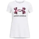 Under Armour Tech Print Fill Big Logo Short-Sleeve Shirt - Girls' White / Black / Rebel Pink XL