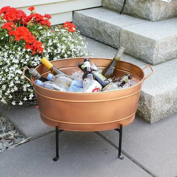 Achla Designs Oval Copper Tub with Folding Stand