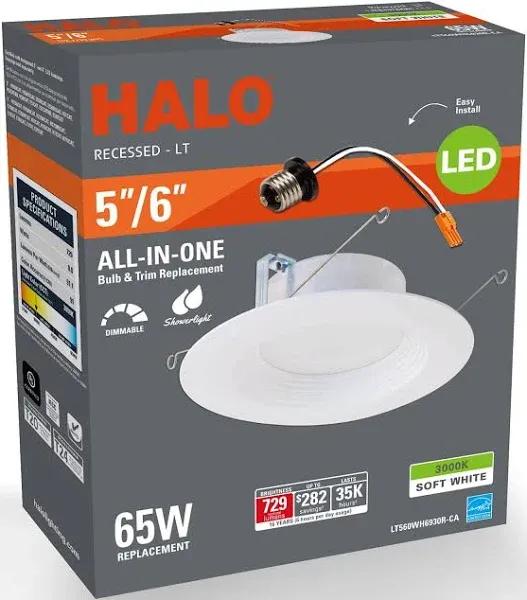 Halo LT560WH6930R-CA 5/6" LED Retrofit Baffle-Trim