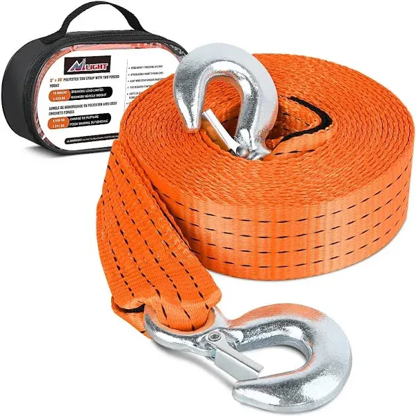 Nilight Tow Strap Heavy Duty with Safety Hooks 2”x20’ 10,000LBS Breaking Strength Towing Strap Rope for Trucks Vehicles Towing Accessories Cable Trailers, 2 Years Warranty