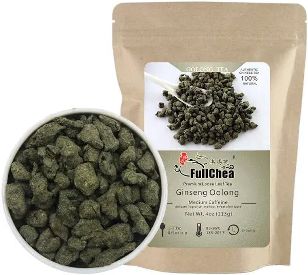 Fullchea - Ginseng Oolong Tea - Oolong Tea Loose Leaf - Imperial Ginseng Tea - Natural LAN Gui Ren - Ren Shen with Unique Aroma and Taste 4oz / 113g