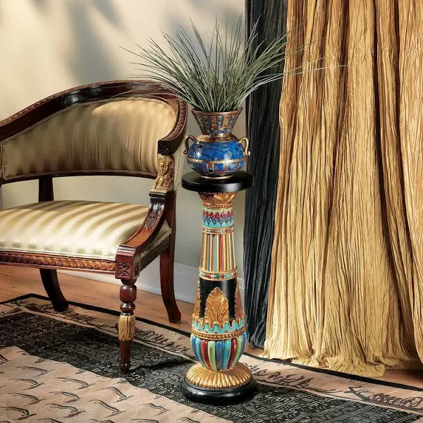 AH20234 -  Regal Egyptian Luxor Sculptural Pedestal - Ancient Egyptian Decor