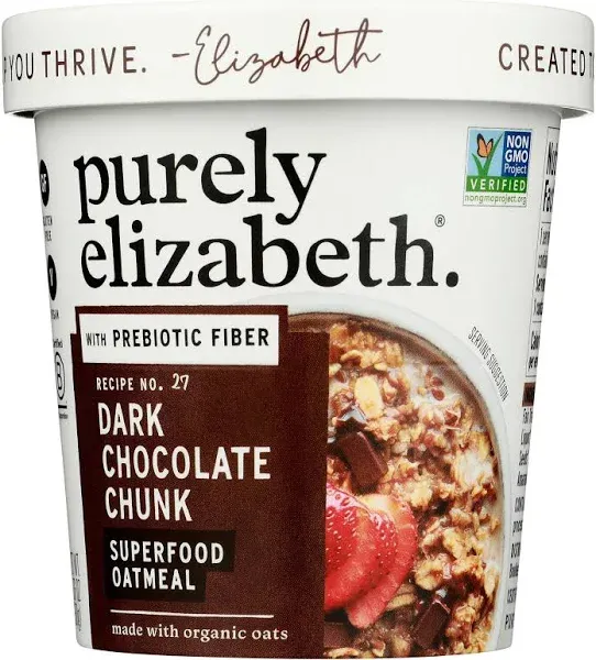 Purely Elizabeth  Superfood Oatmeal Cup Dark Chocolate Chunk Cup   1.76 Oz