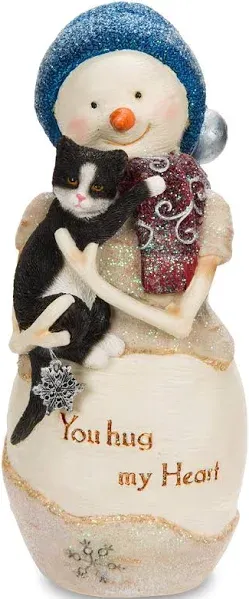 You Hug my Heart 5" Snowman Holding Cat