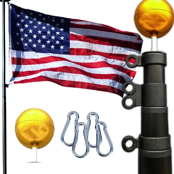 20' or 25' Delta Telescoping Flagpole Freedom Edition (Black) 25' Telescoping Flagpole Kit with Halyard Freedom Edition + / No Thanks