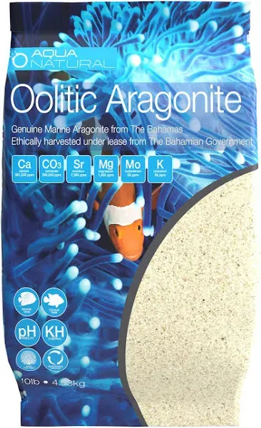 Aqua Natural Oolitic Aragonite 10lb Aquarium Sand for Reef, Saltwater and Marine Tanks and Aquariums