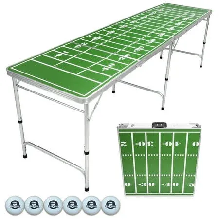  8 Foot Portable Beer Pong / Tailgate Tables (Black, American 8-Feet Football