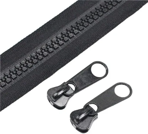 #10 Large Plastic Zipper by the Yard Bulk Black 5 Yards with 10Pcs Long Sliders 