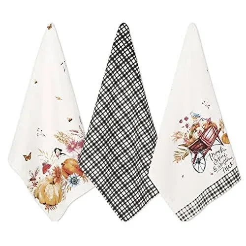 Kitchen Towels with Hanging Loop, Set of 3, 100% Cotton Dish Towels for Dryin...