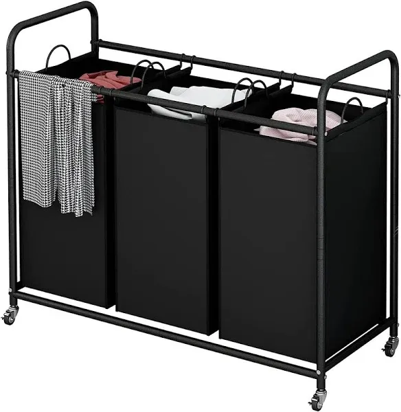 3-Bag Laundry Basket Hamper Laundry Sorter Cart laundry room organization wit...